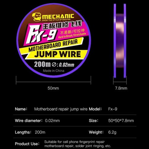 Alambre para restablecer pistas Mechanic FX-9, 0.02 mm, 200 m Vista previa  1