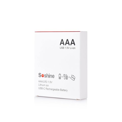 Аккумулятор AAA Soshine AAA/HR03, 1,5 B, Li-ion, 4 шт., в боксе, c кабелем, (600mWh), заряджається від USB Type-C Превью 5