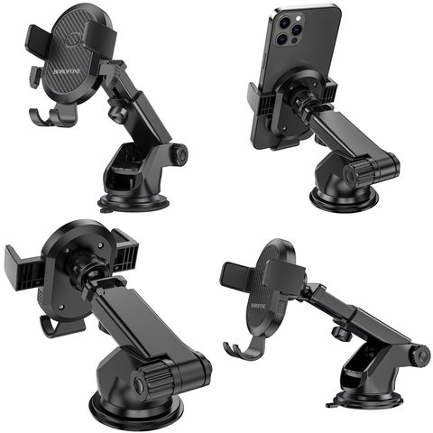 Автомобільний тримач Borofone BH39, чорний, висувний, вакуумний присос Прев'ю 1