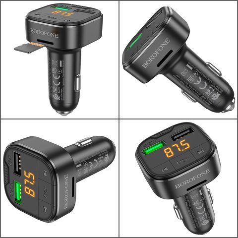 FM-трансмітер Borofone BC43, чорний, з дисплеєм, USB тип-A, 2 порта, 18 Вт, Quick Charge, 12-24 B, #6974443387223 Прев'ю 1